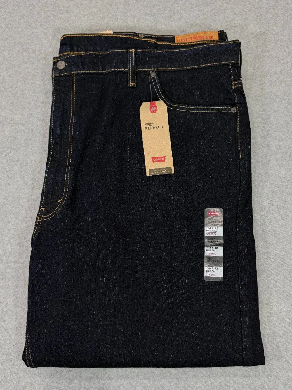 Levi's 550 Relaxed Fit Jeans Men's 54x32 Dark Wash Stretch Big & Tall NWT